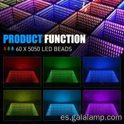RGB Infinity Mirror Piel de baile con vidrio de efecto